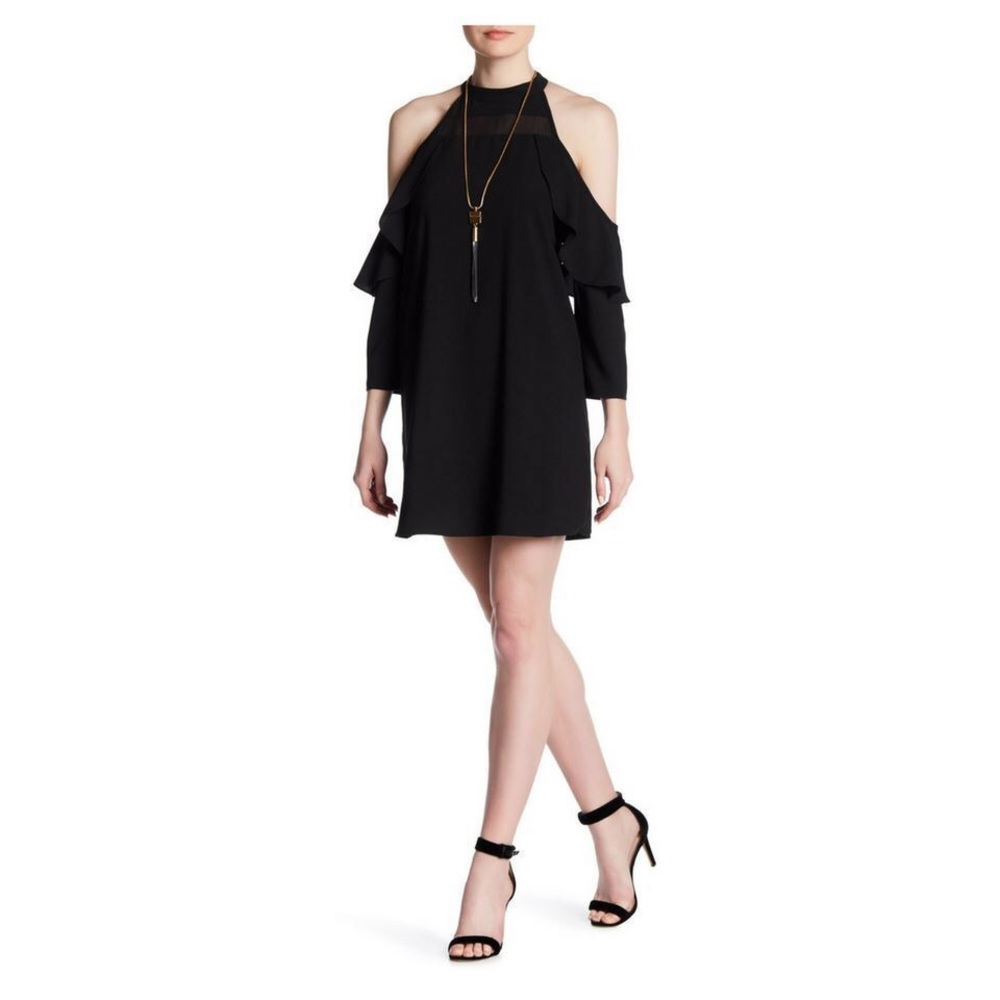 Ruffle Cold Shoulder Shift Dress - Various SZ